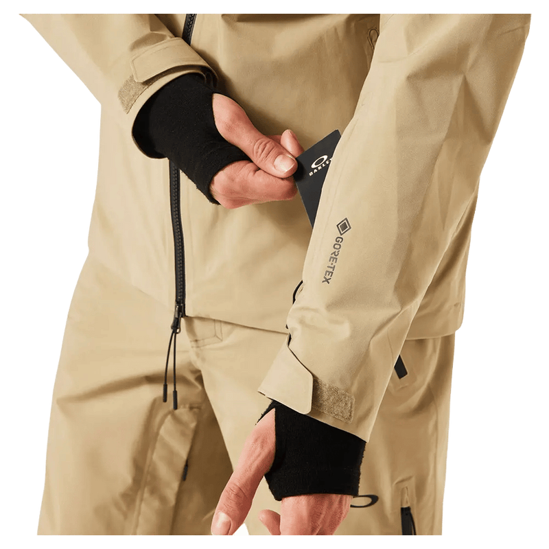 Pass pocket view of the Oakley Unbound Gore-Tex Shell 2.0 Ski Jacket in Pebble colourway, men's model