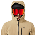 Hood view of the Oakley Unbound Gore-Tex Shell 2.0 Ski Jacket in Pebble colourway, men's model