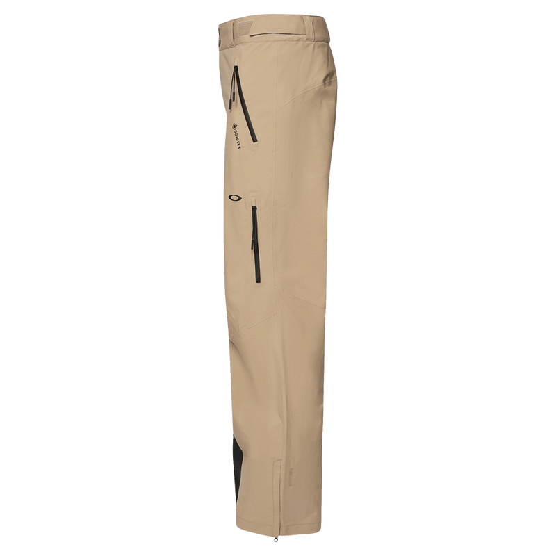 Side view of the Oakley Unbound Gore-Tex Shell 2.0 Ski Pants in Pebble colourway, men's model