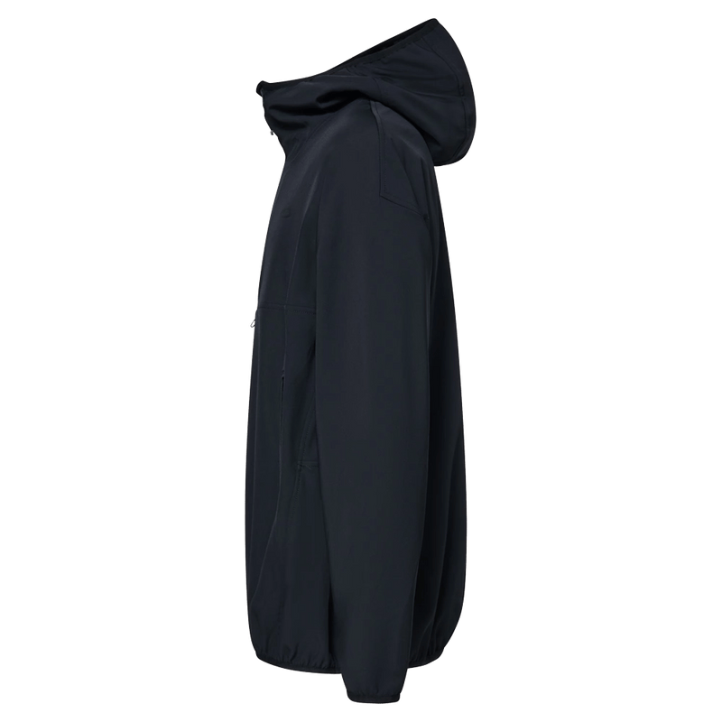 Side view of the Oakley Wintertide Softshell Hoodie in Black colourway, unisex's model