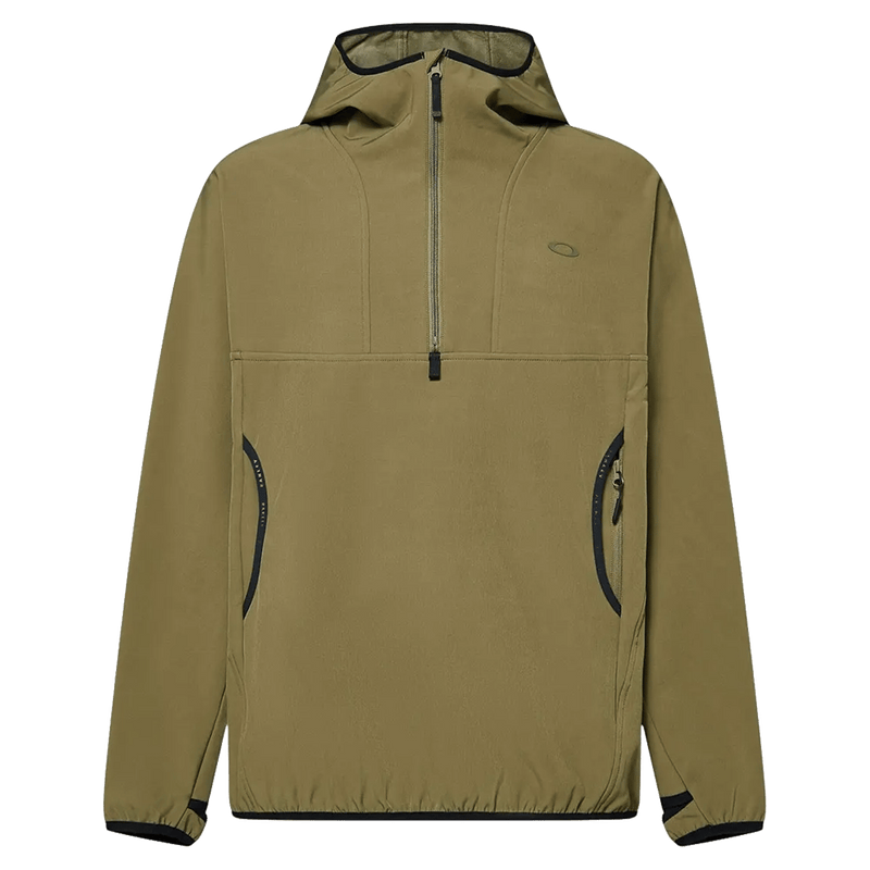 Main view of the Oakley Wintertide Softshell Hoodie in Green Army colourway, unisex's model