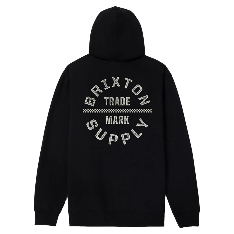 Back view of Brixton Oath V Hoodie in colour Black/Off White.