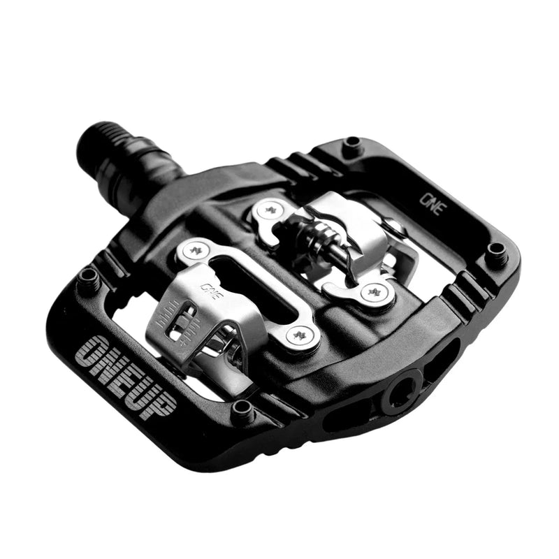 Secondary view of the OneUp Clip Pedals in Black colourway, unisex's model.
