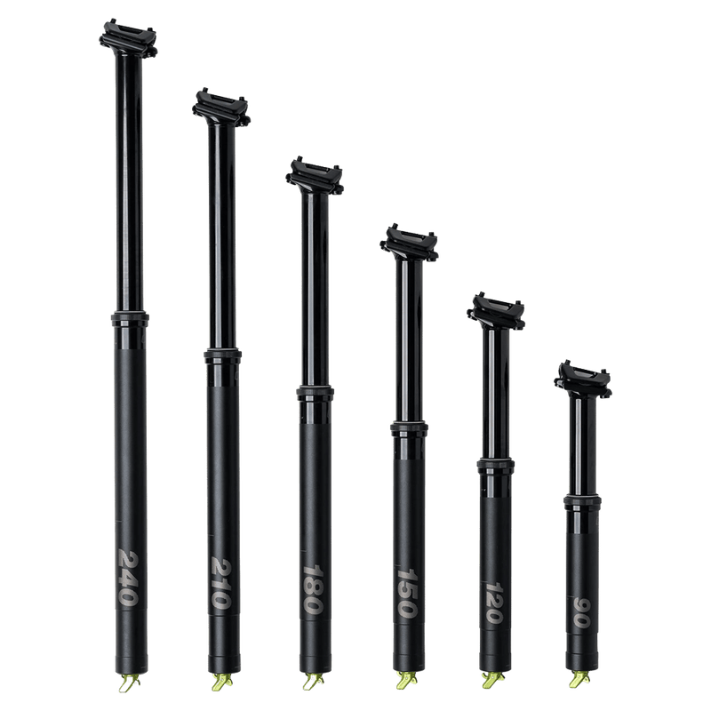 Main view of the One Up V3 Dropper Post in Black colourway, unisex model