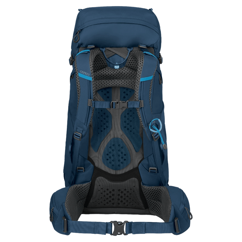Back view of the Osprey Kestrel 48 Hydration Bag in Blue colourway, men model
