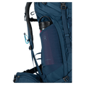 Bottle Pocket view of the Osprey Kestrel 48 Hydration Bag in Blue colourway, men model
