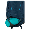 Feature view of the Osprey Kestrel 48 Hydration Bag in Blue colourway, men model