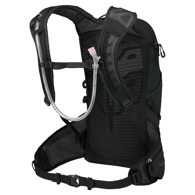 Back view of the Osprey Raptor 14L Hydration Bag in Black colourway, men model