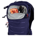 Feature view of the Osprey Raven 10 Hydration Bag in Deep Fig colourway, women model