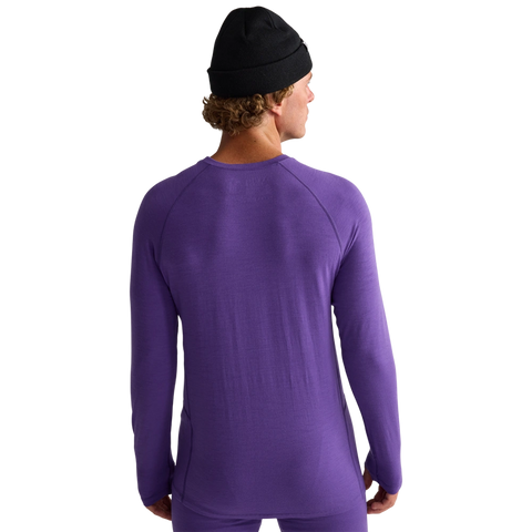Back view of men wearing Oyuki 2026 Merino Thermal Longsleeve in cyber purple
