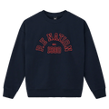 Main view of the P.E Nation Established Jumper in Dark Navy colourway, women model