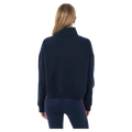 Back view of the P.E Nation Legacy Quarter Zip Jumper in Dark Navy colourway, women model