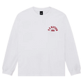 Main view of the P.E Nation Established Long Sleeve Tee in Optic White colourway, women model