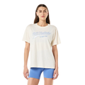 Front view of the P.E Nation Formation Tee in Whisper White colourway, women's model