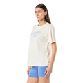 Side view of the P.E Nation Formation Tee in Whisper White colourway, women's model