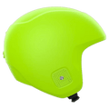 Side profile of a bright neon yellow Poc Skull Dura Jr kids ski helmet with ear vents and a smooth aerodynamic shell.