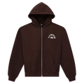 Solo view of the PE NATION Established Zip Thru Hoodie Mahogany Jumper,  26/27 Womens's model