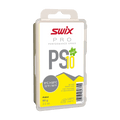Swix PS10 Pro Performance Speed fluor-free ski wax in a white plastic container with a yellow and grey label.
