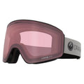 Dragon PXV snow goggles with a pink mirrored Lumalens and a grey heathered strap.