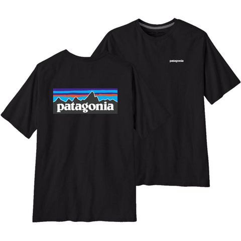 Main view of Patagonia P-6 Logo Responsibili Tee in black colourway