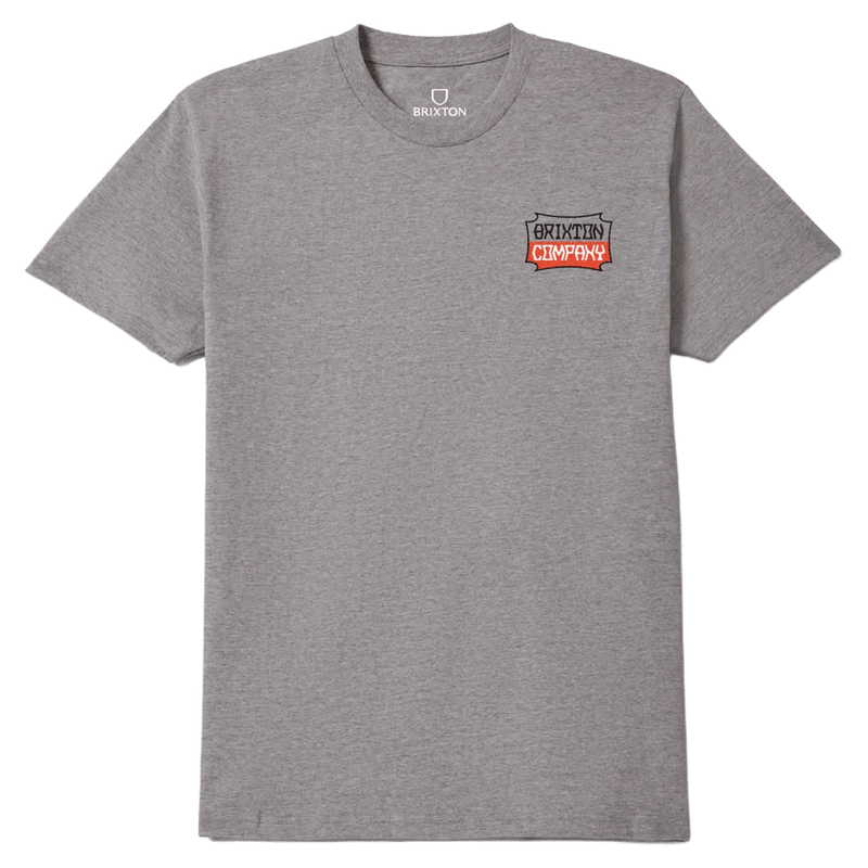 Front view of Pillar Tee in colour Heather Grey.