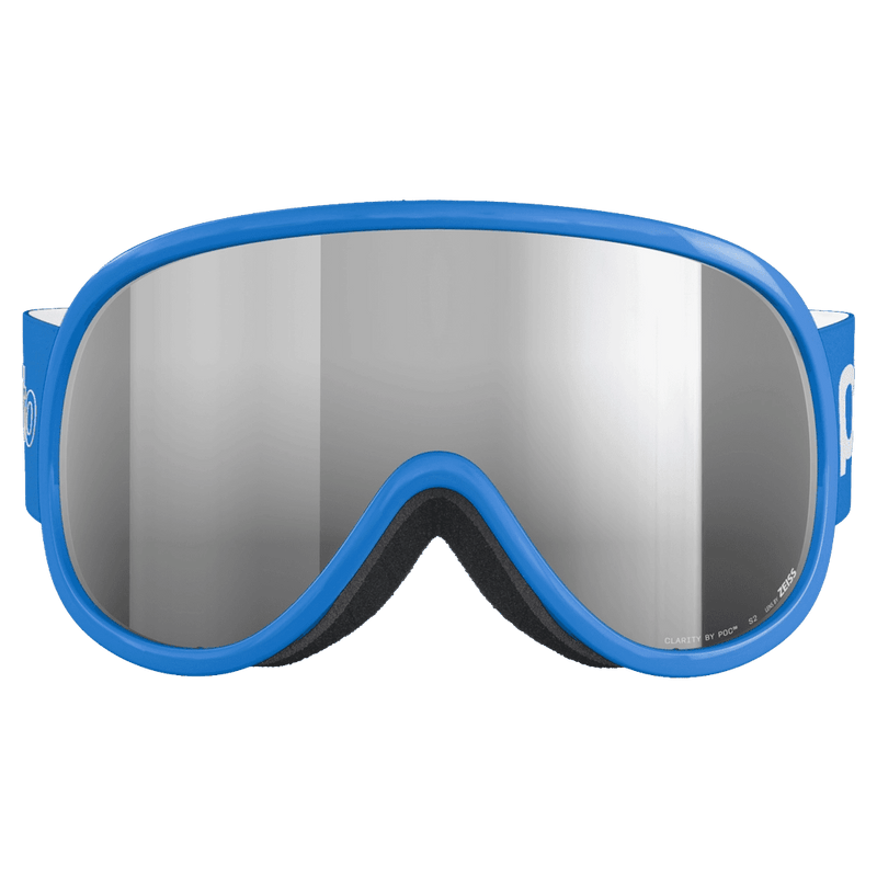 Front view of the Poc POCito Retina Goggles in Flourescent Blue colourway, kids's model
