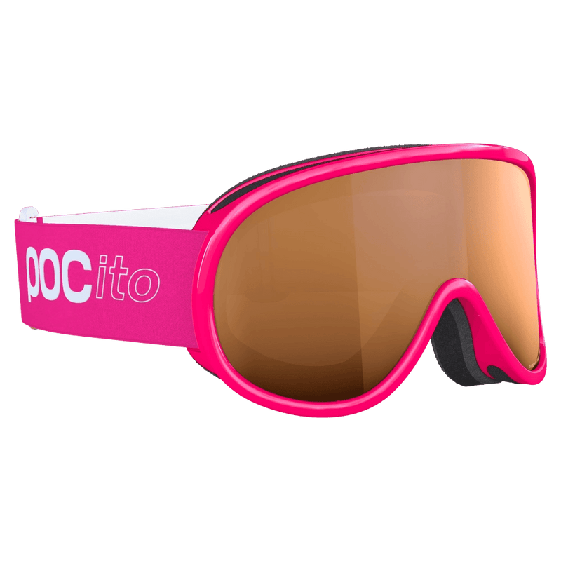 Side view of the Poc POCito Retina Goggles in Flourescent Pink colourway, kids's model