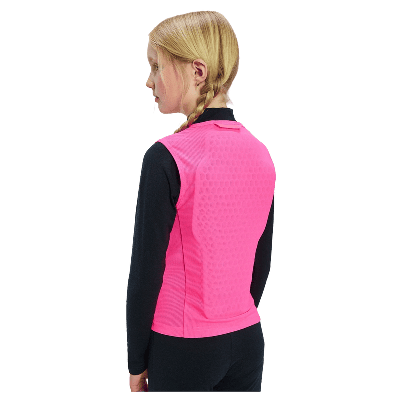 Back view of the Poc Vpd Air Vest Protection in Flourescent Pink colourway, kids's model
