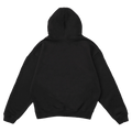 Back view of a black Resolve Linear Hoodie with ribbed cuffs and hem.