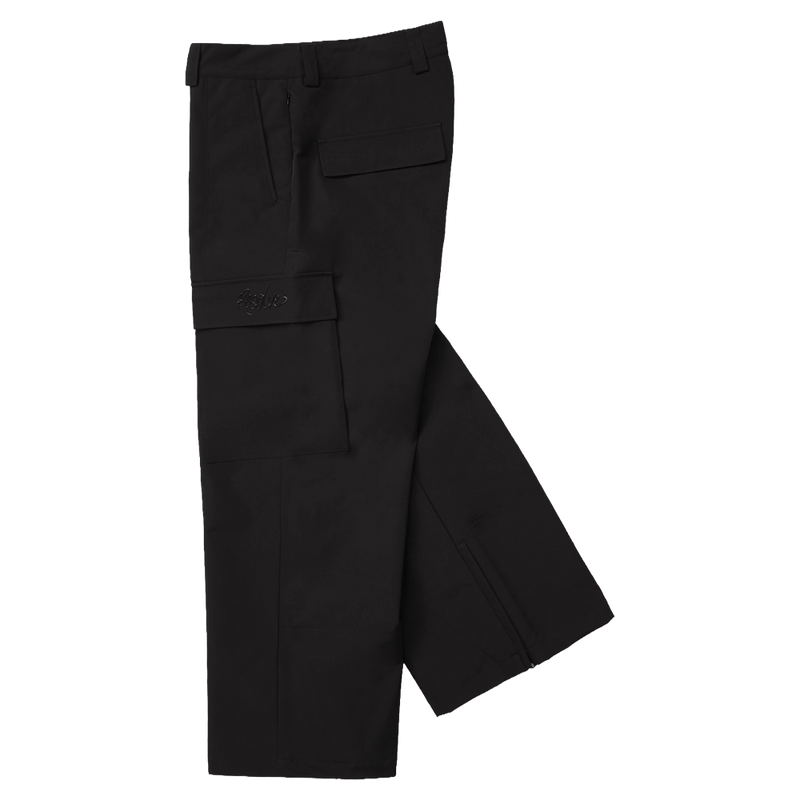 Side view of Resolve Sprinter Baggy cargo Ski Pants in colour Black