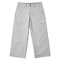 Front view of Resolve Sprinter Baggy cargo Ski Pants with wide legs, cargo pockets, and white embroidered logo in colour Grey