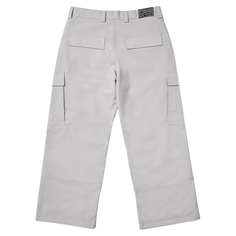 Back view of Resolve Sprinter baggy cargo ski pants with flap pockets and belt loops in colour Grey