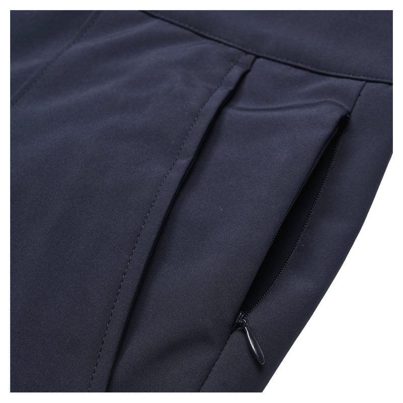Side pocket view of Resolve Sprinter Baggy cargo Ski Pants in colour Navy