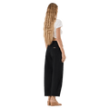 Side view of Rollas Gig Barrel Jeans - Womens in colour Jet Black.