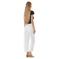 Side view of Rollas Gig Barrel Jeans - Womens in colour Vintage White.