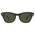 Ray-Ban matte black square sunglasses with dark green lenses and white logo, front view.