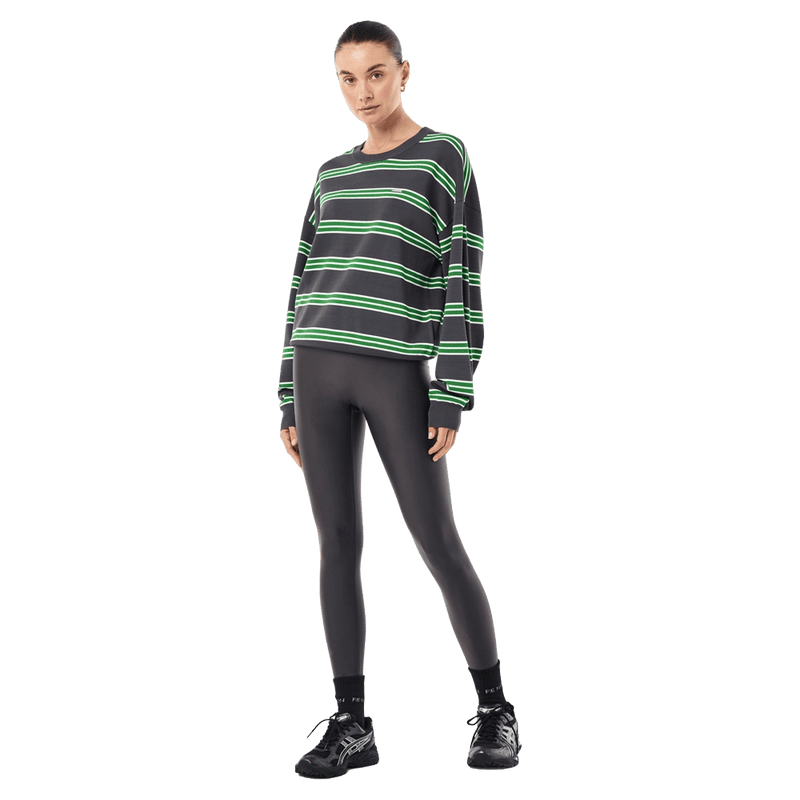 Full view of P.E Nation Retreat Stripe Sweater - Womens in colour Iron Stripe