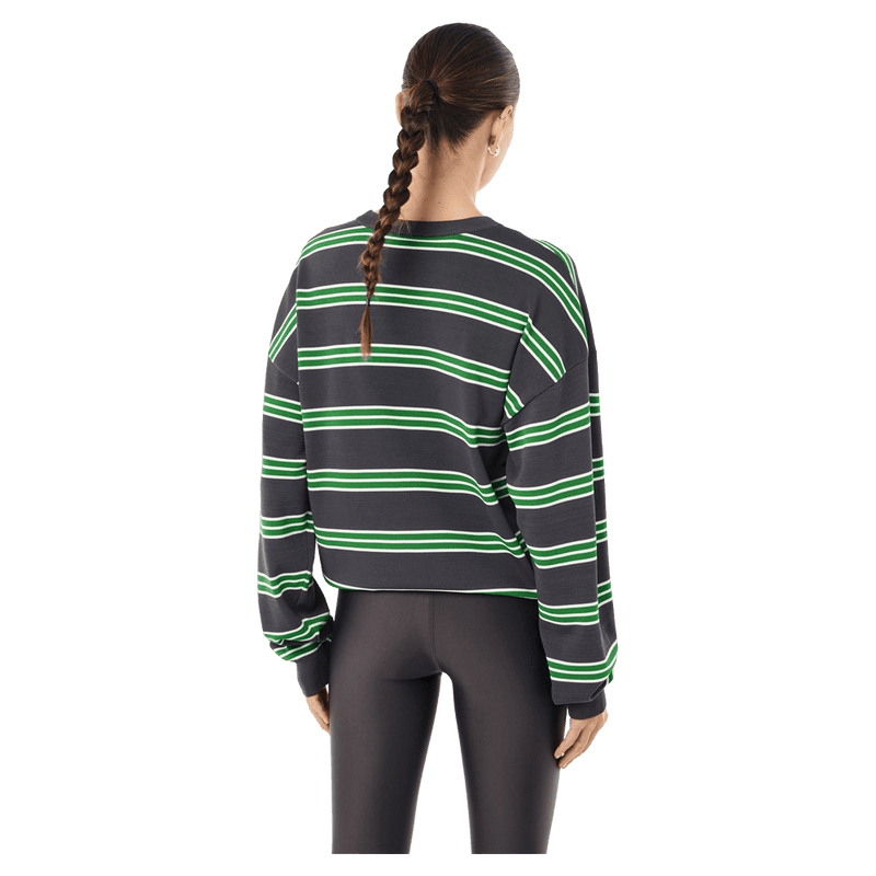 Back view of P.E Nation Retreat Stripe Sweater - Womens in colour Iron Stripe