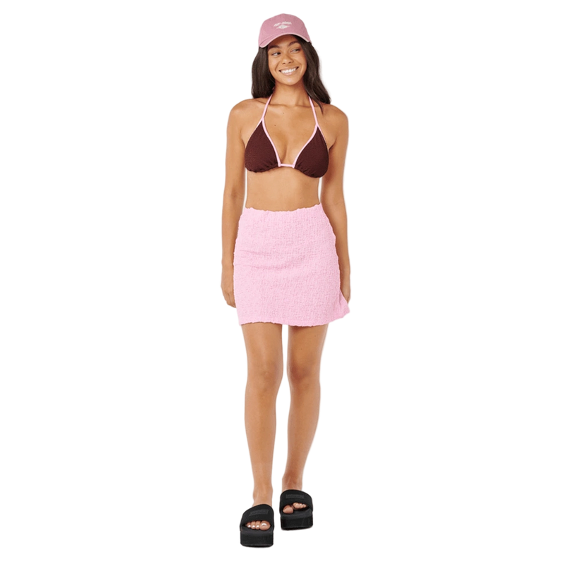 Full image of the Rip Curl Sunset Luau Textured Skirt in Pastel Pink