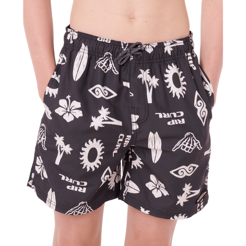 Front image of the Rip Curl Island Paradiso Volley -Boy in Washed Black