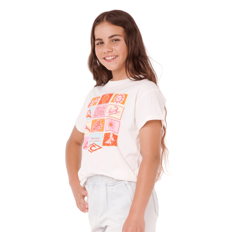 Side image of the Rip Curl Paradise Club Summer Tee-Girl in Bone