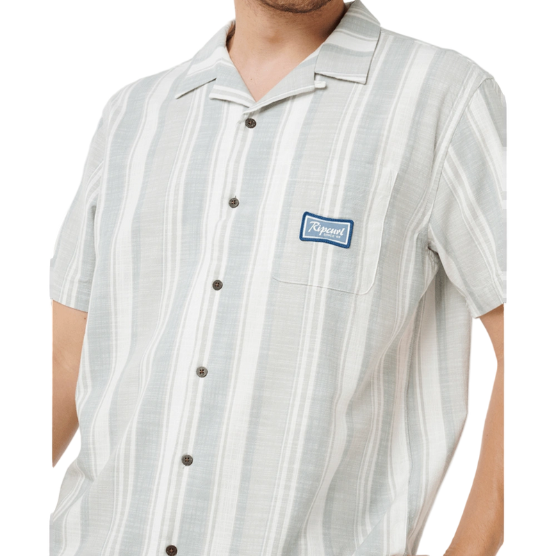 Detail image of the Rip Curl Mod Cali Stripe S/S Shirt in Bluefin