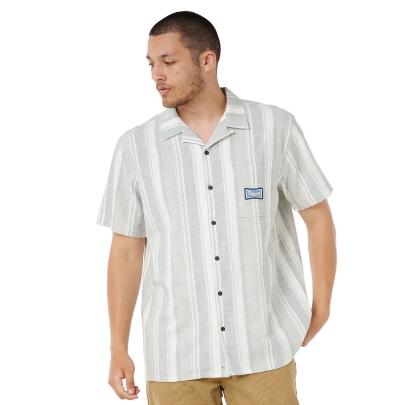 Front image of the Rip Curl Mod Cali Stripe S/S Shirt in Bluefin