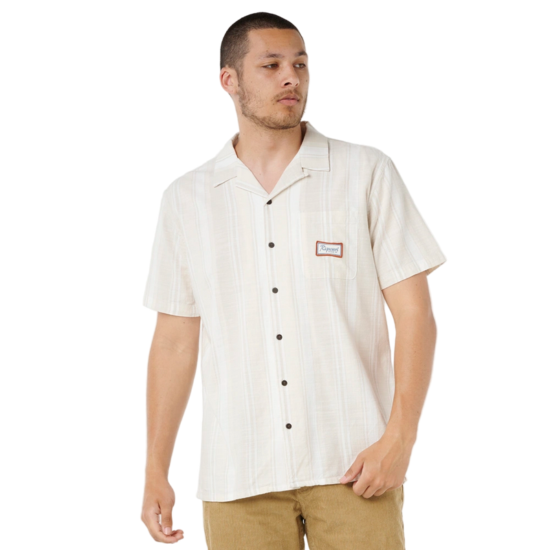Front image of the Rip Curl Mod Cali Stripe S/S Shirt in Bone