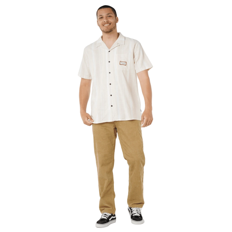 Full image of the Rip Curl Mod Cali Stripe S/S Shirt in Bone