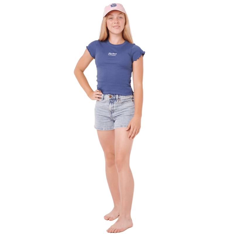 Full image of the Rip Curl Paradise Club Rib Tee - Girl in Washed Navy