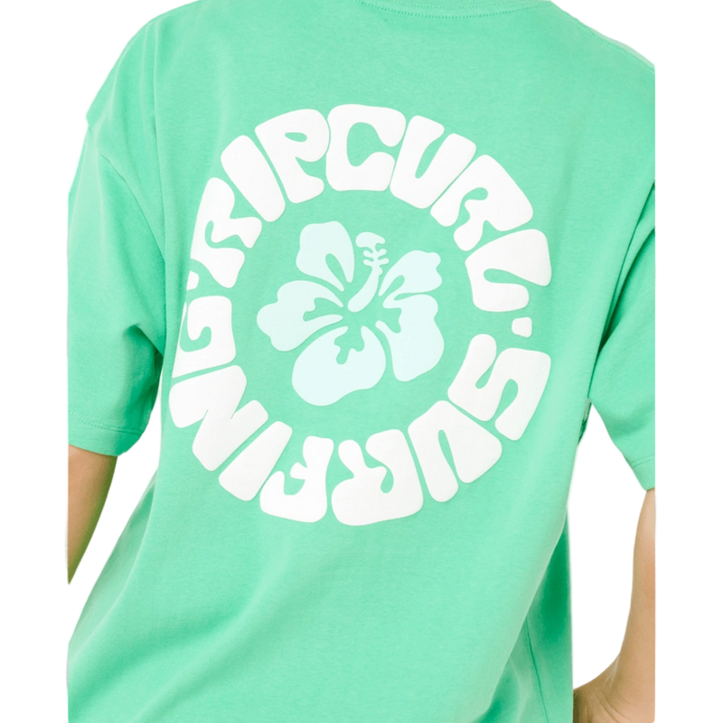 Detail image of the Rip Curl Luxe Surf Heritage Tee in Irish Green