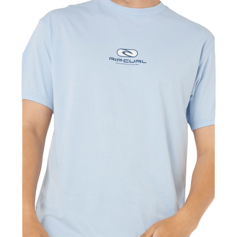 Detail image of the Rip Curl Pill Icon Tee in Blue Wind