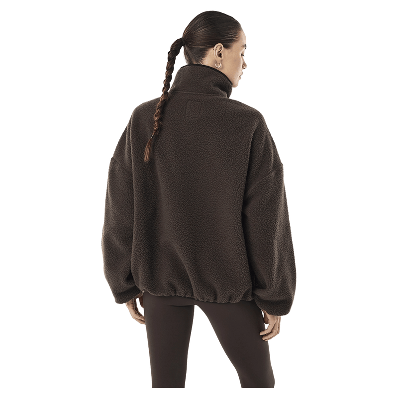 Back view of P.E Nation Rotate Quarter Zip - Womens in colour Coffee.