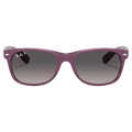 Front view of the Ray-Ban New Wayfarer Sunglasses in Matte Violet, Grey Gradiant lens, unisex model